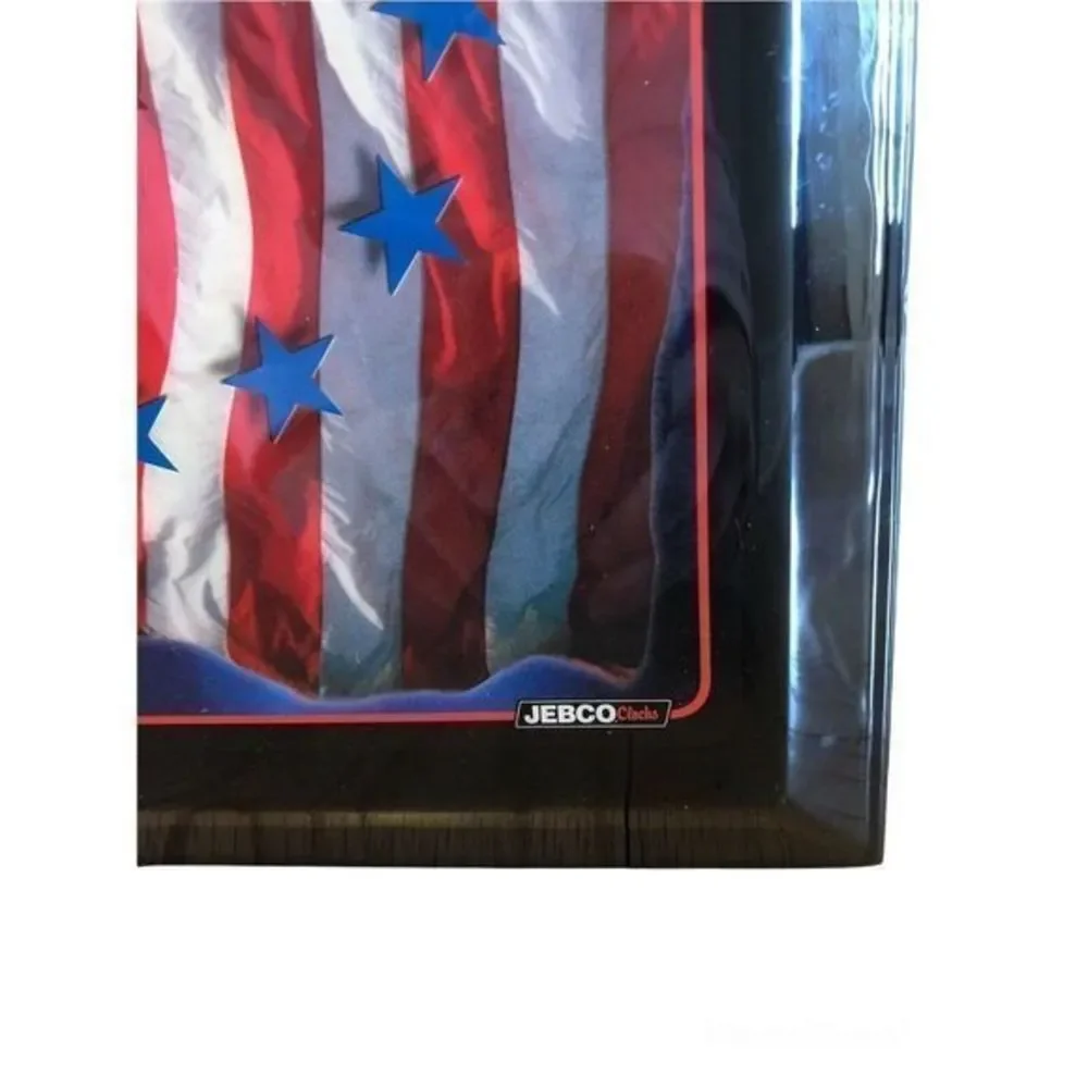 JEBCO Bald Eagle Flag Wall Clock TESTED Patriotic USA Americana US United States
